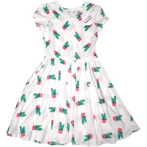 Dot Smile Girls 7 White Cactus Cacti Cap Sleeve Twirl Dress NWT